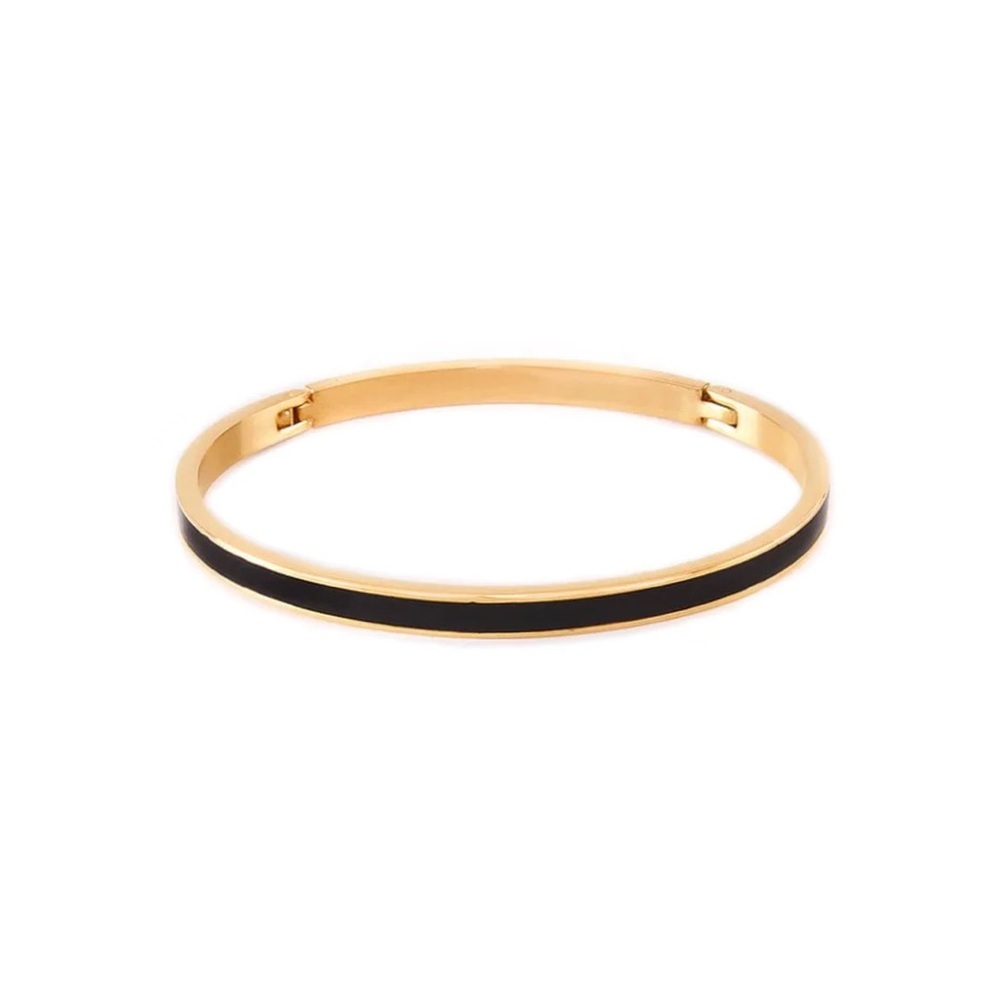 B.Tiff "The Hamptons" Black Enamel Gold Bangle Bracelet